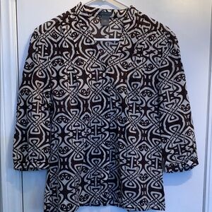 Ann Taylor Black and White Patterned Blouse
